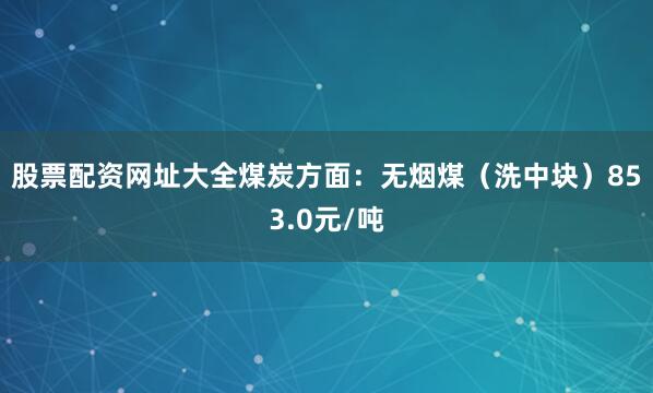 股票配资网址大全　　煤炭方面：　　无烟煤（洗中块）853.0元/吨